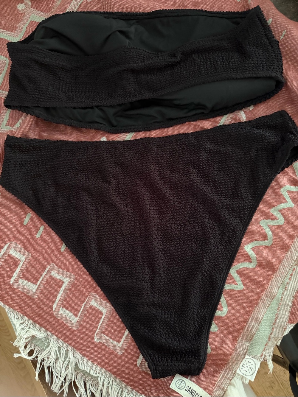 Black Women's Bandeau Bikini Set - Swim Top & Bottom